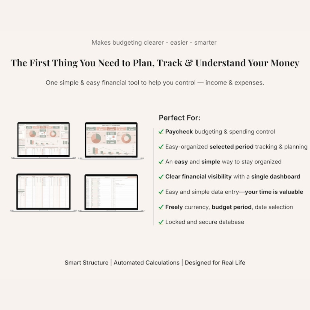 Aesthetic Paycheck Budget Spreadsheet | Google Sheets